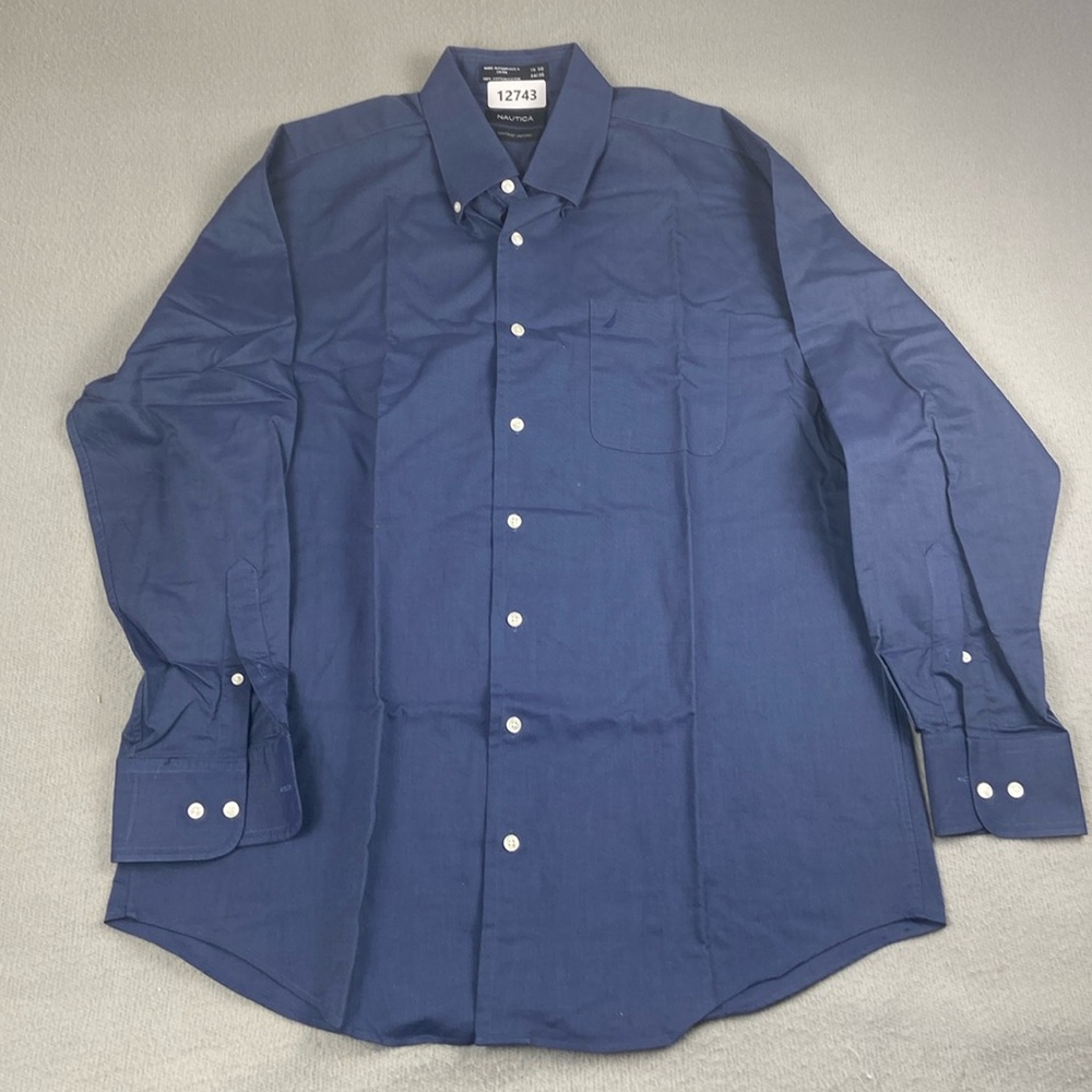 Men's Nautica Vintage Oxford Dress Shirt, Blue, Size16.5"- 34/35"
